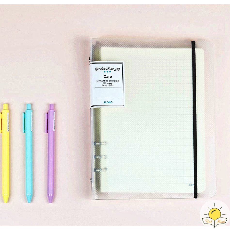 Sổ còng Klong giấy caro A5 gồm File còng + 100 tờ, Binder làm Bullet journal MS 994