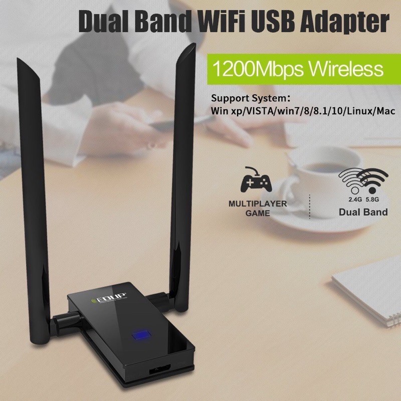 USB Wifi Edup - Bộ thu wifi 2 băng tần 2.4Ghz/5Ghz - Kết nối USB 3.0