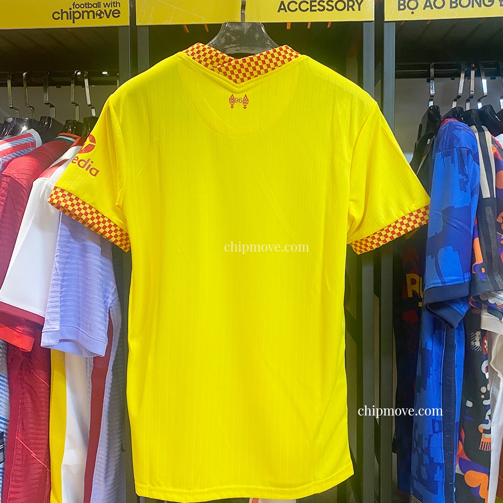 Bộ áo bóng đá Liverpool Vàng caro sân khách mùa giải mới 2021 Thái cao cấp