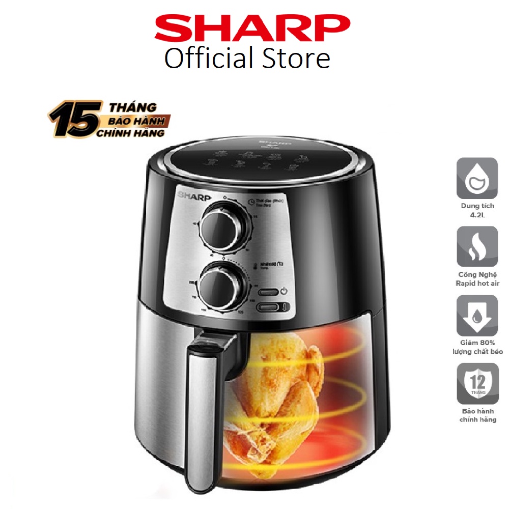 Nồi chiên không dầu Sharp KF-AF42MV-ST chống dính 4,2L 1250W -1450W - Bảo Hành chính hãng 12 Tháng