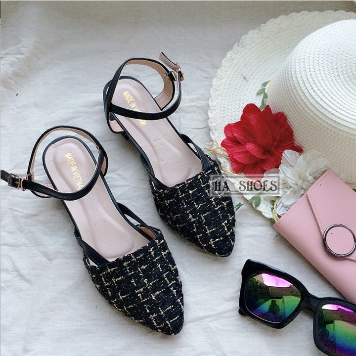 Giày nữ gót 3cm phong cách hàn quốc chất dạ hot 2019