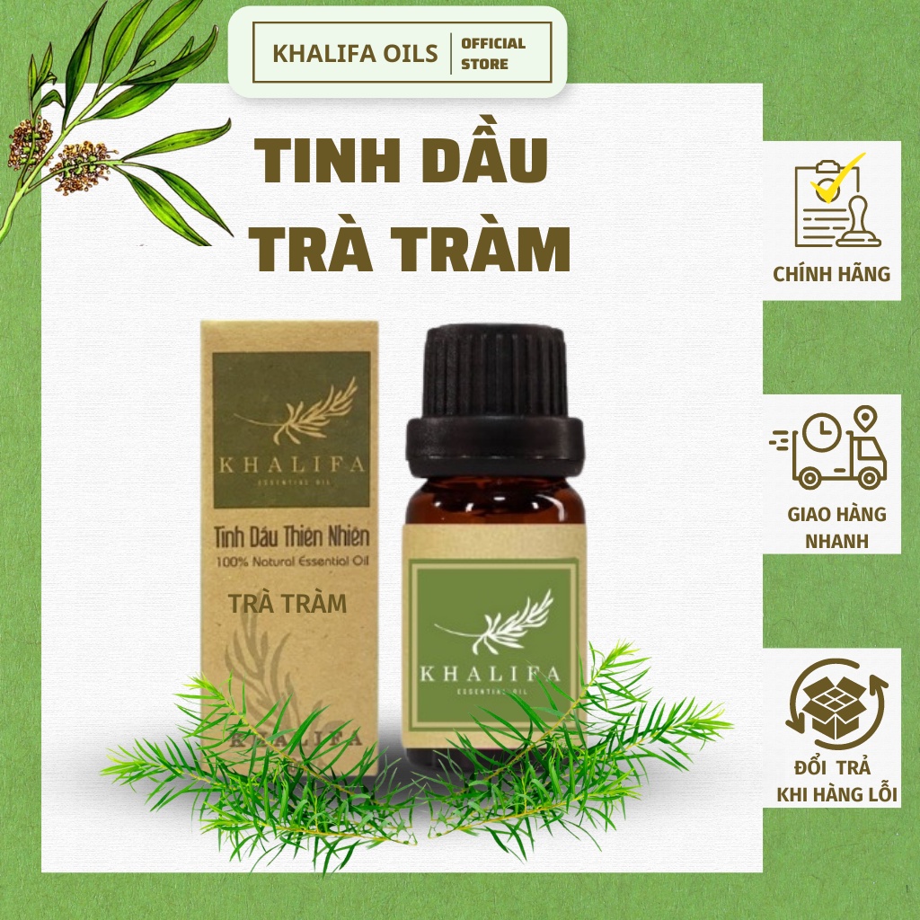 Tinh Dầu Trà Tràm Nguyên Chất Khalifa 50ml Tốt Cho Da Giảm Stress Khử Mùi Chống Say Xe Hàng Chính Hãng
