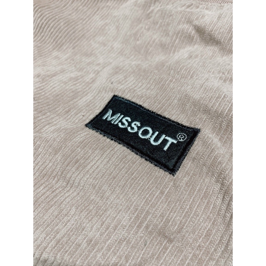 Áo Khoác Bomber Jacket Nhung Gân Tăm LOGO MISSOUT Varsity Unisex Form Rộng Nam Nữ Phong Cách HÀN Ulzzang