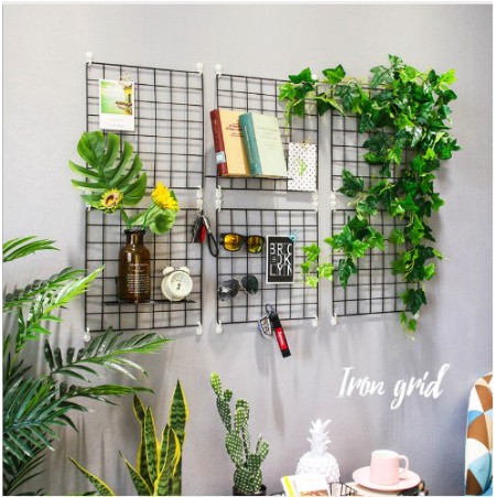 [CÓ MÃ FREESHIP] Khung lưới sắt decor trang trí tấm 35x35cm treo tường (Tặng kèm móc dính tường) | BigBuy360 - bigbuy360.vn