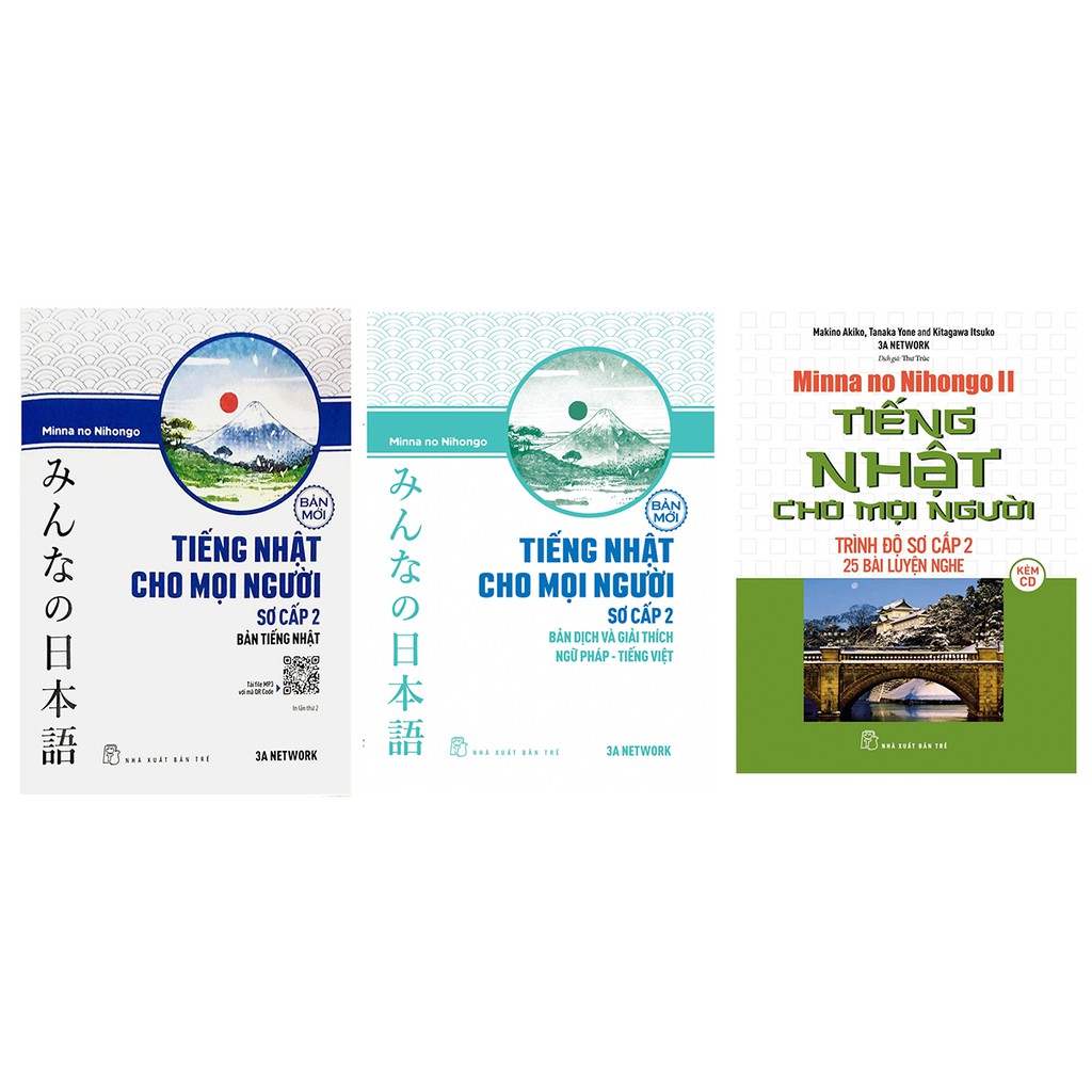 Sách - Combo Minna No Nihongo Sơ Cấp 2 Phiên Bản Mới - ( SGK + Bản Dịch + 25 Bài Nghe T2 )