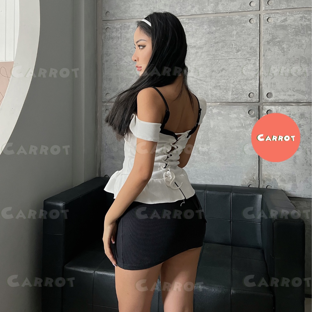 Áo đan 2 dây lưng chân váy ngắn ôm body sexy tôn dáng thiết kế cá tính sang chảnh đi chơi du lịch chụp ảnh Carrotxinhdep