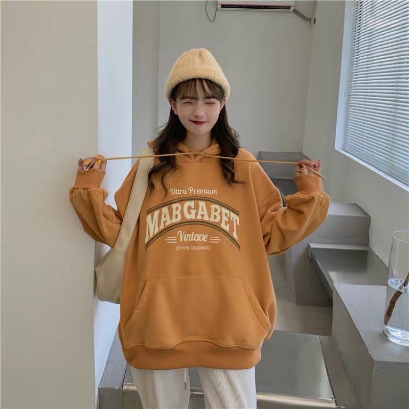 Áo hoodie vải nỉ lót bông dày dặn in Mab