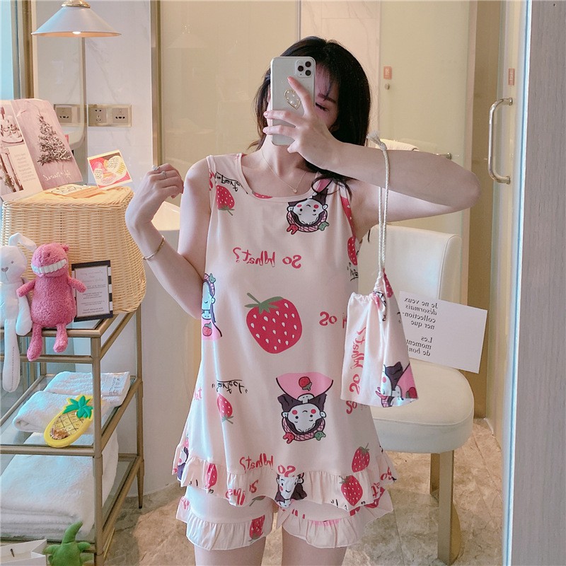 Bộ Đồ Ngủ Nữ Ngắn Tay Mùa Hè Tặng Kèm Túi - Có Miếng Đệm Quần Áo Ngủ Đồ Mặc Nhà BĐN11 | BigBuy360 - bigbuy360.vn