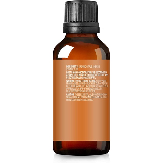 Organic Orange Essential Oil - Tinh Dầu Cam Hữu Cơ Cliganic USDA, 1oz - 100% Nguyên Chất Tự Nhiên