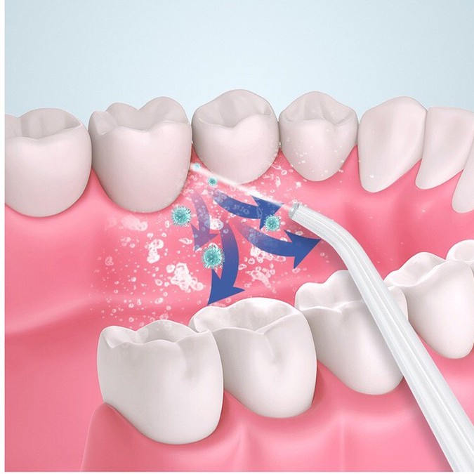 Máy tăm nước cao cấp làm sạch răng miệng, tăm nước thích hợp cho người niềng răng, viêm lợi, răng sâu 4 vòi phun thay