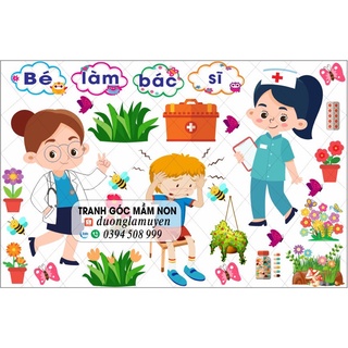 góc nghề nghiệp- bé tập làm bác sĩ- tranh góc mầm non