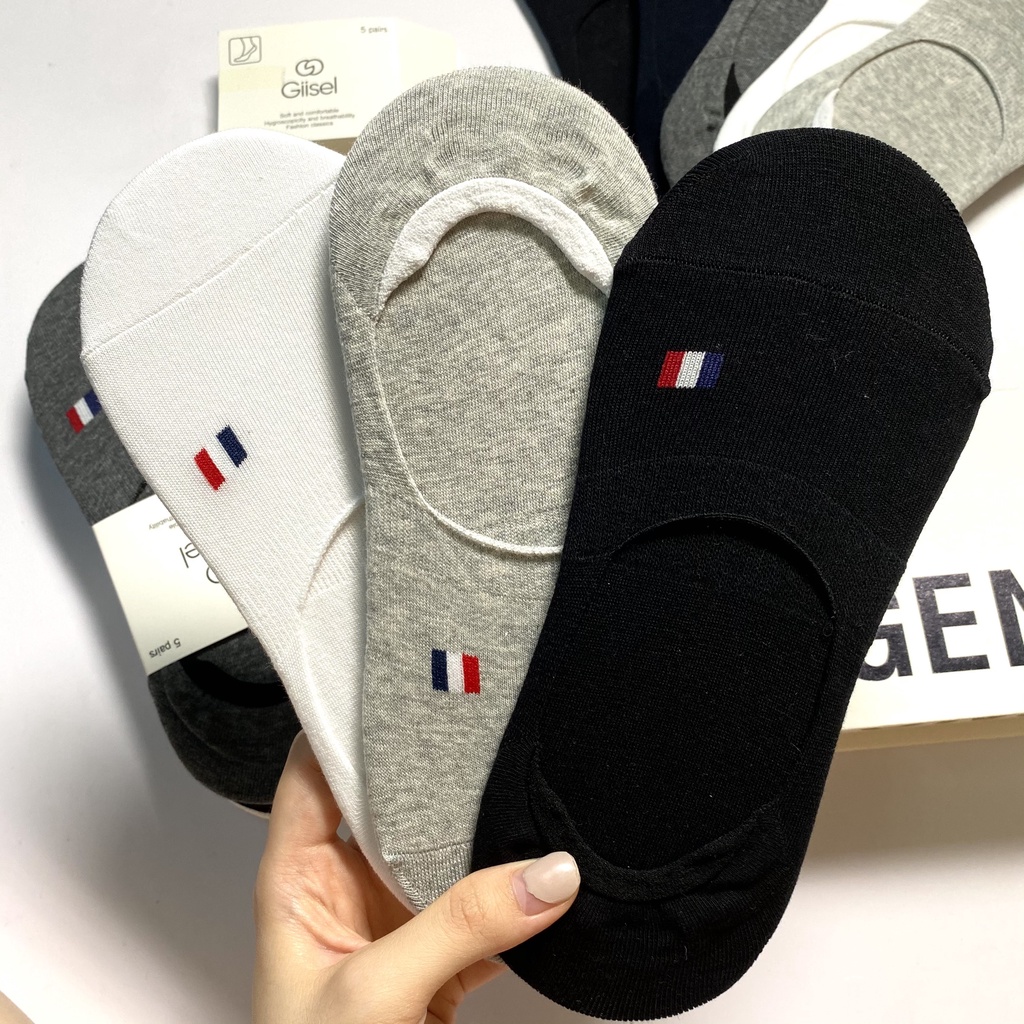 Tất vớ lười mắt cá chân nam nữ COMBO 5 ĐÔI cotton co giãn kháng khuẩn khử mùi thoáng khí