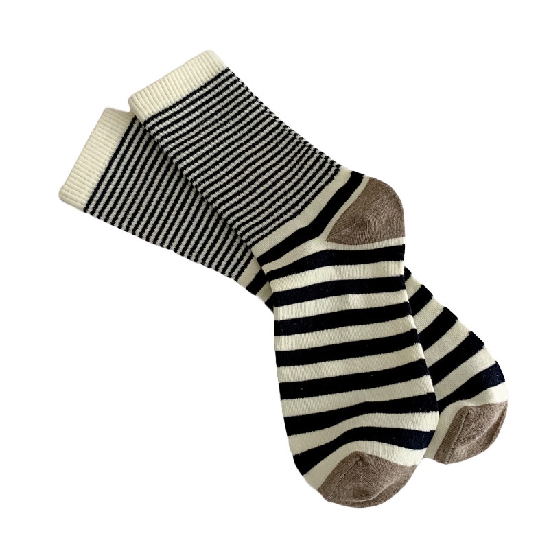 Vớ WAFNHA D380 vải cotton kẻ sọc phong cách Hàn Quốc cho nữ