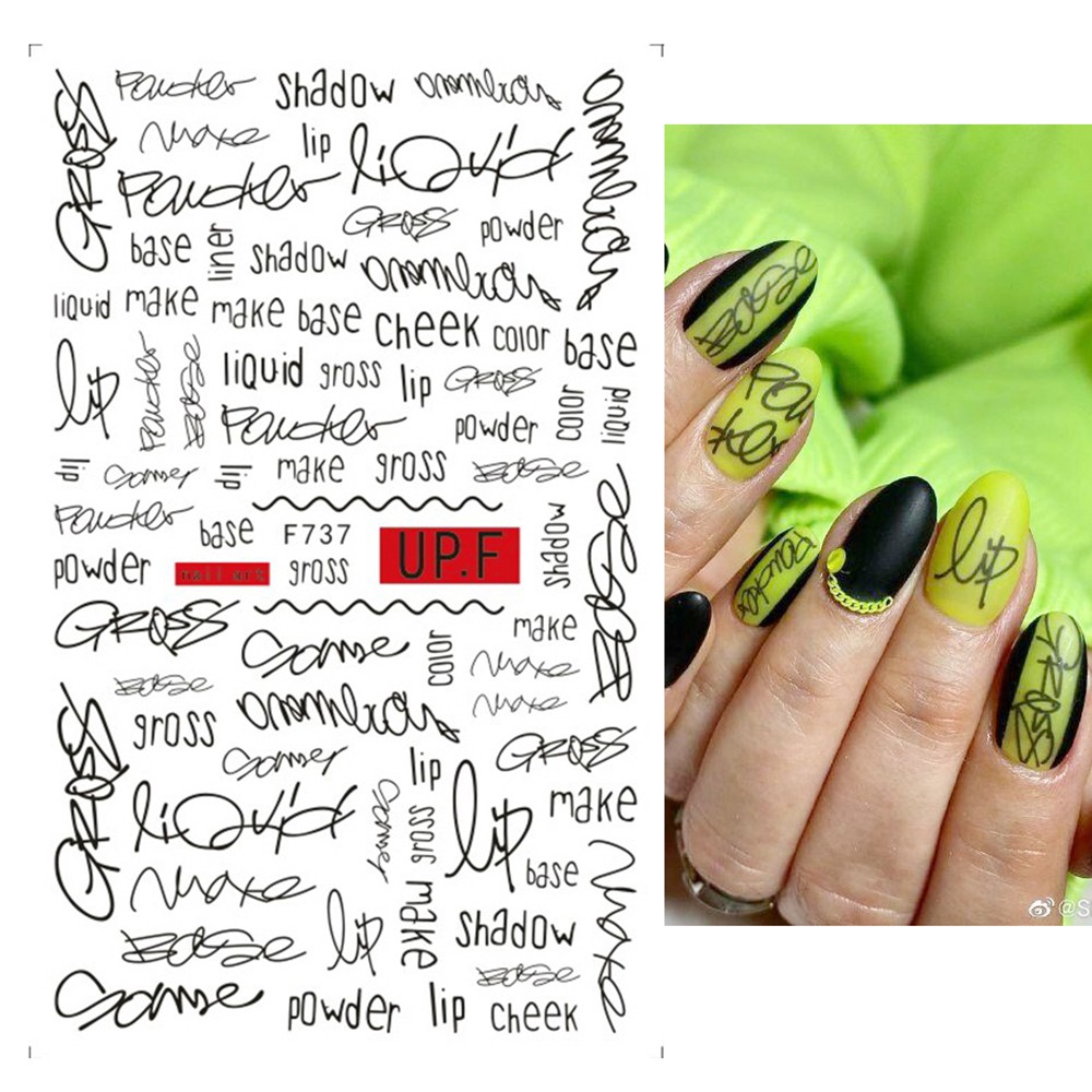 [Hàng mới về] Miếng dán trang trí móng tay họa tiết hoa lá và chữ cái phong cách 3d thủ công độc đáo