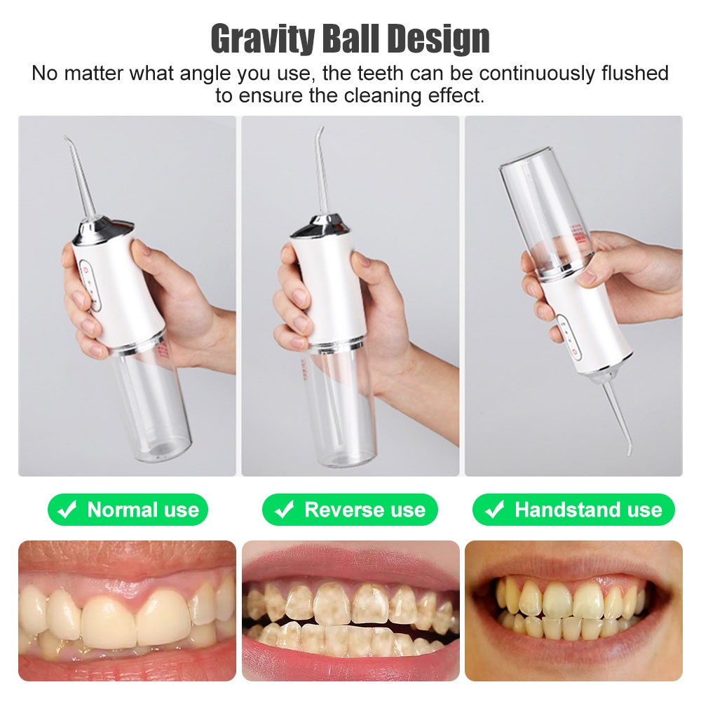 Tăm nước xỉa răng SUOLAER vệ sinh răng miệng làm trắng răng thiết kế không dây dễ sử dụng 220ml
