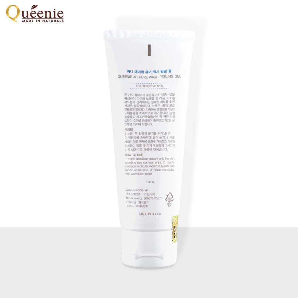 Gel Tẩy Tế Bào Chết trắng da Queenie AC Pure làm sạch sâu ngừa mụn phù hợp với mọi loại da Hàn Quốc chính hãng 100ml