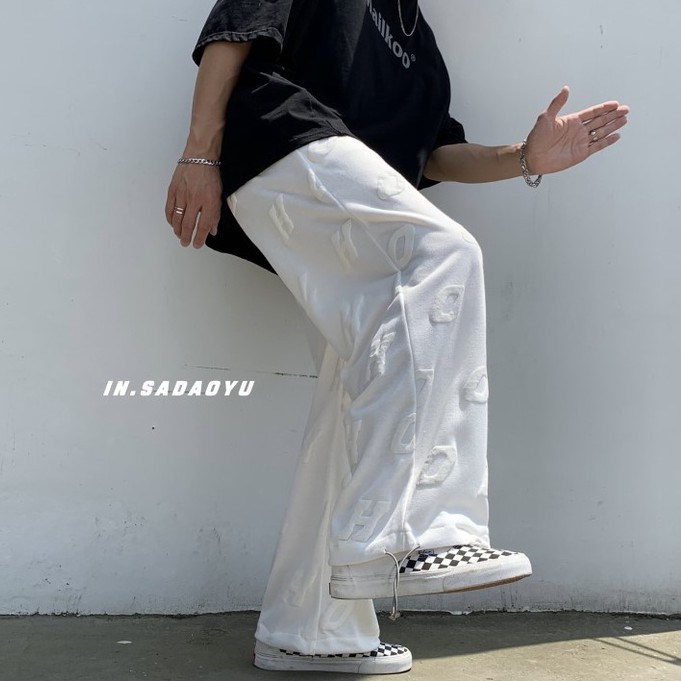 Quần Dài Dây Rút In Họa Tiết Toàn Diện Phong Cách Hip Hop Hàn Quốc