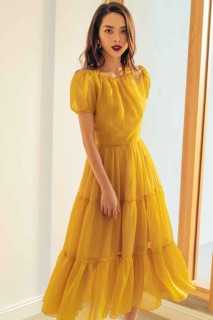 Đầm maxi lụa bèo tầng -HBV1041