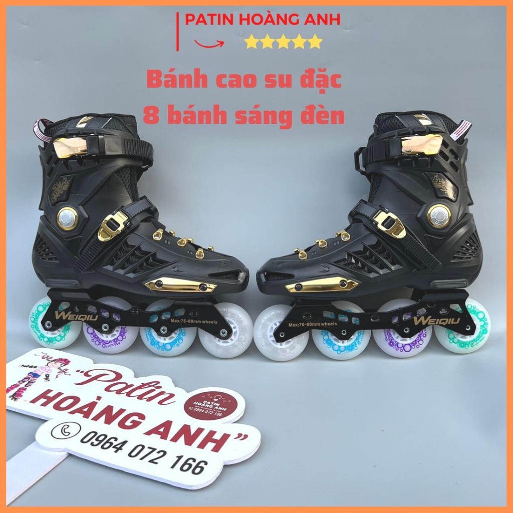 Giày patin người lớn bánh sáng đèn led, bánh cao su đặc, Giày trượt patin 2 lớp Kingfly Weiqiu tháo vệ sinh được
