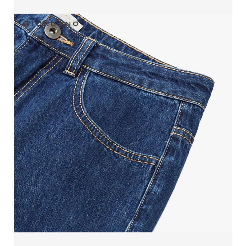 Quần denim GIORDANO 13422150 dài đến mắt cá chân cạp cao vừa mép thô cho nữ