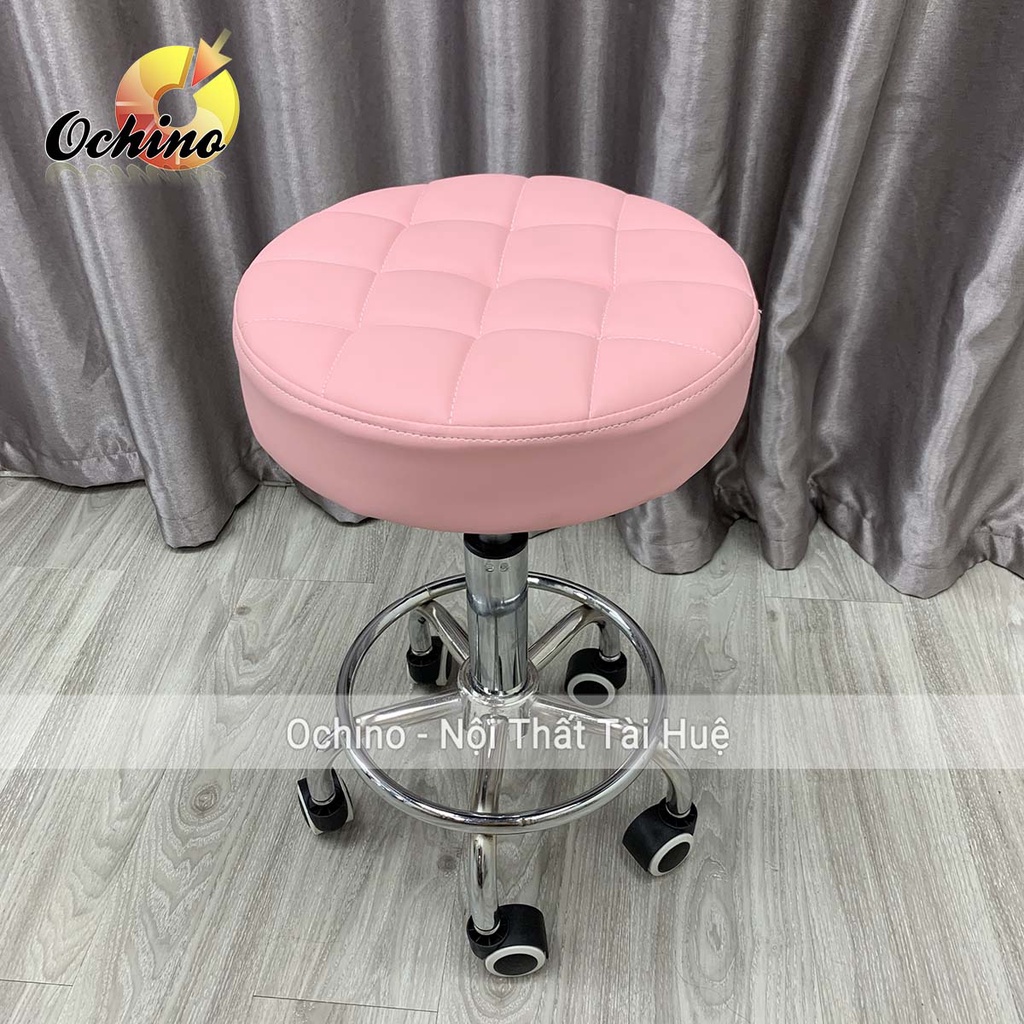 Ghế Spa, Ghế Trang Điểm Xoay Nâng Hạ Điều Chỉnh Độ Cao Thấp Từ 40-55Cm Mẫu Tròn múi Sang Chảnh (Ảnh Thật)