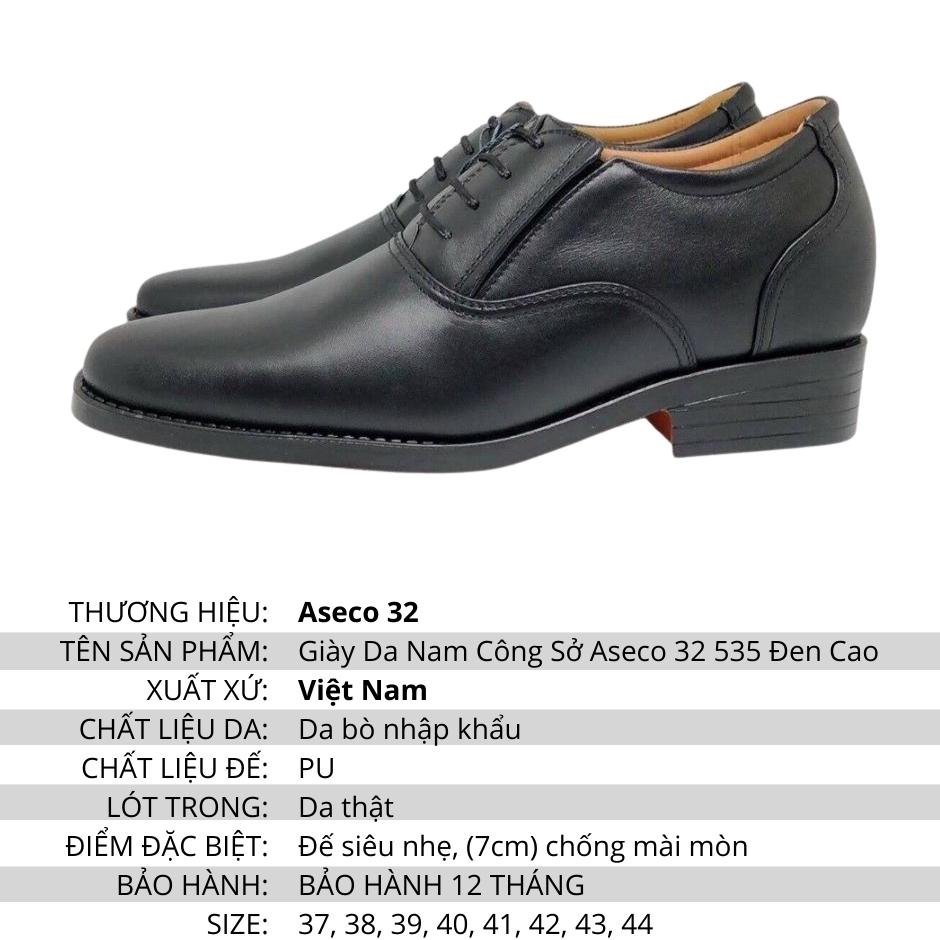GIÀY TĂNG CHIỀU CAO DA BÒ ĐẾ VÀNG - ASECO 32 MÃ 535 CAO TRONG