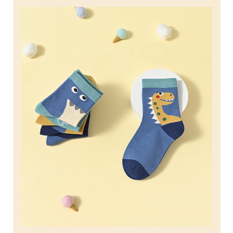 Set 10 Đôi Tất Cô Cao Trẻ Em Họa Tiết Siêu Hot ( Khung Long )