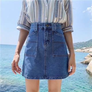 CHÂN VÁY JEAN CẠP CAO - DÁNG CHỮ A