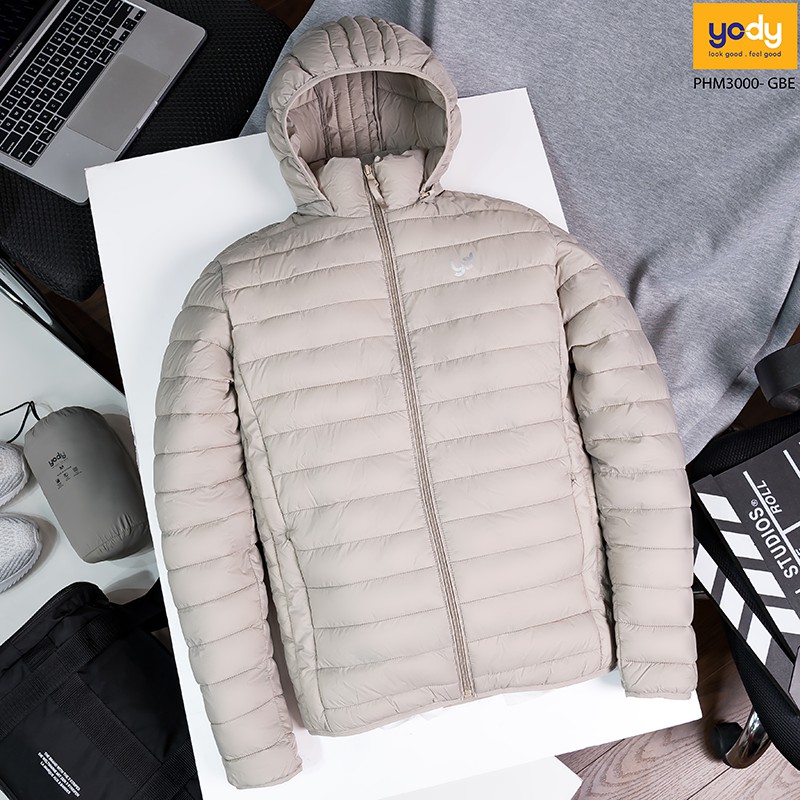 Áo phao nam YODY áo khoác ultra cơ bản có mũ, chống nước, giữ ấm cơ thể thoải mái - PHM3000