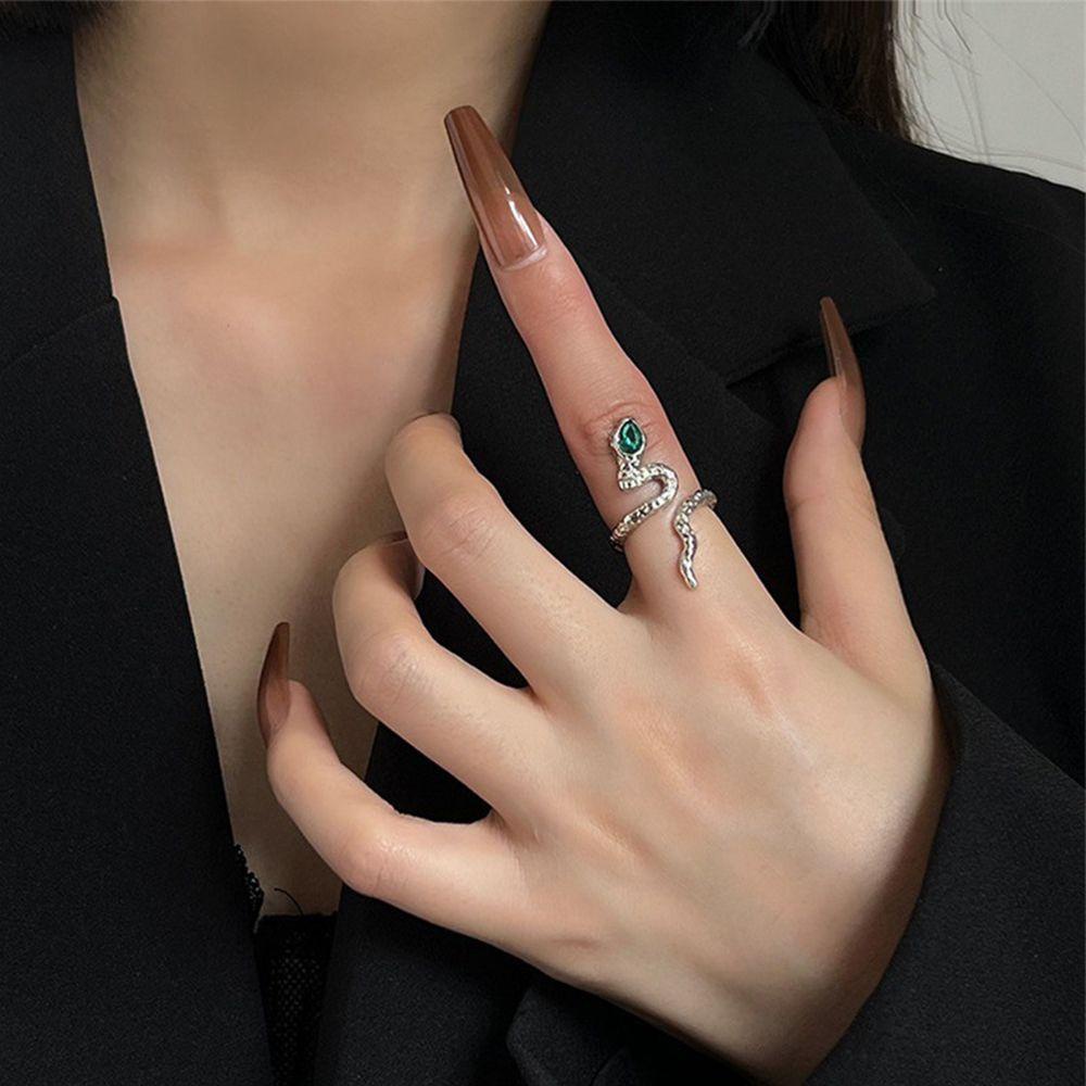 Phụ Kiện Trang Trí Cho Quần Áo Bằng Vải ANEMONE Màu Xanh Lá|Nhẫn Hình Rắn Độc Đáo Thời Trang Hàn Quốc Có Thể Điều Chỉnh Cho Cặp Đôi