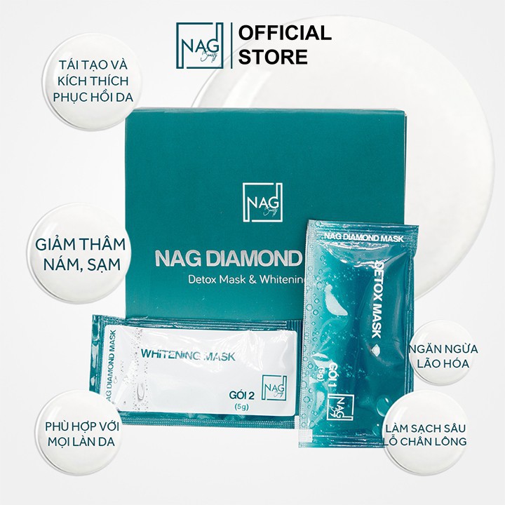 Bộ đôi mặt nạ dưỡng da N.A.G DIAMOND MASK thải độc, dưỡng trắng da mặt giảm nám và dưỡng ẩm