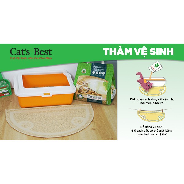 THẢM VỆ SINH CAT'S BEST Ngăn cát vương vãi ra sàn  Bề mặt mềm mại, êm dịu cho bàn chân mèo  Không thấm nước.