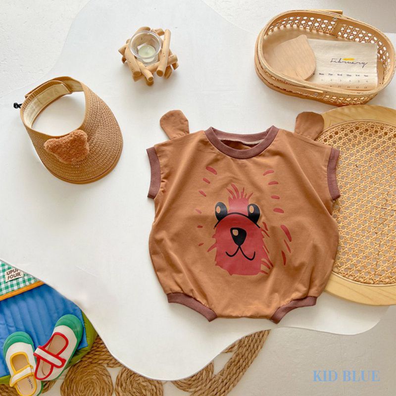 Bộ Áo Liền Quần Tam Giác Dáng Rộng Vải Cotton Thiết Kế Thoải Mái Phong Cách Hàn Quốc Cho Bé