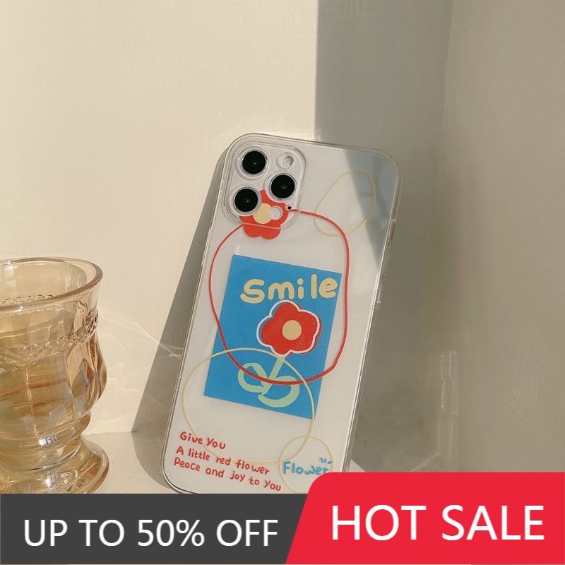 Iphone Vỏ Điện Thoại Vỏ Sò Vỏ Bảo VệPhone Case Apple 12 Small Red Flower 11pro Small Fresh Xs Max Painted All-inclusive X For 12pro Hình Ảnh Hoạt Hình