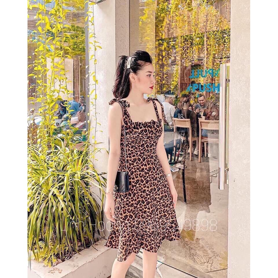 Váy đầm nữ hai dây họa tiết da beo (có mút) dành cho nữ thiết kế trẻ trung, thời trang độc đáo | BigBuy360 - bigbuy360.vn