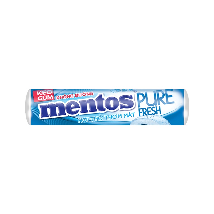 Kẹo Gum Không Đường Mentos Pure Fresh Dạng Thỏi Hương Bạc Hà (Hộp 16 Thỏi)