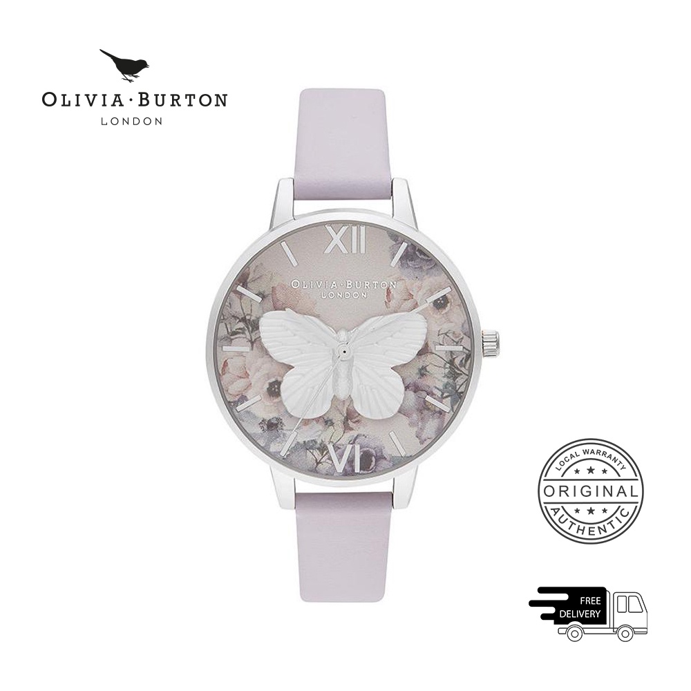 Đồng hồ nữ Olivia Burton 3D Butterfly OB16PP58 dây da 34mm - Hàng chính hãng