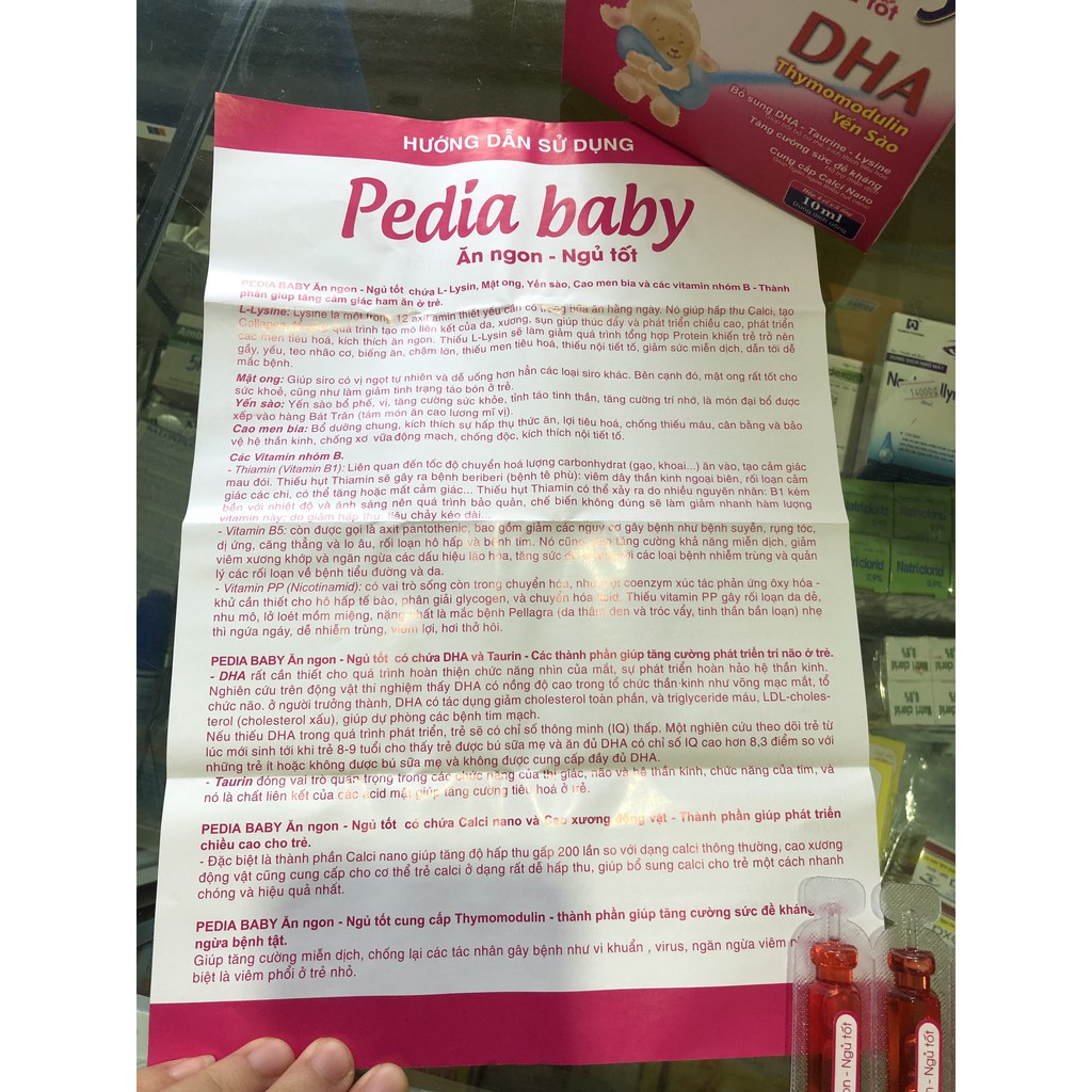 Siro Ăn Ngon Ngủ Ngon Pedia baby - Ăn ngon ngủ tốt, tăng hấp thu dưỡng chất, bồi bổ cơ thể - Yến sào, sữa non, ngân nhĩ.