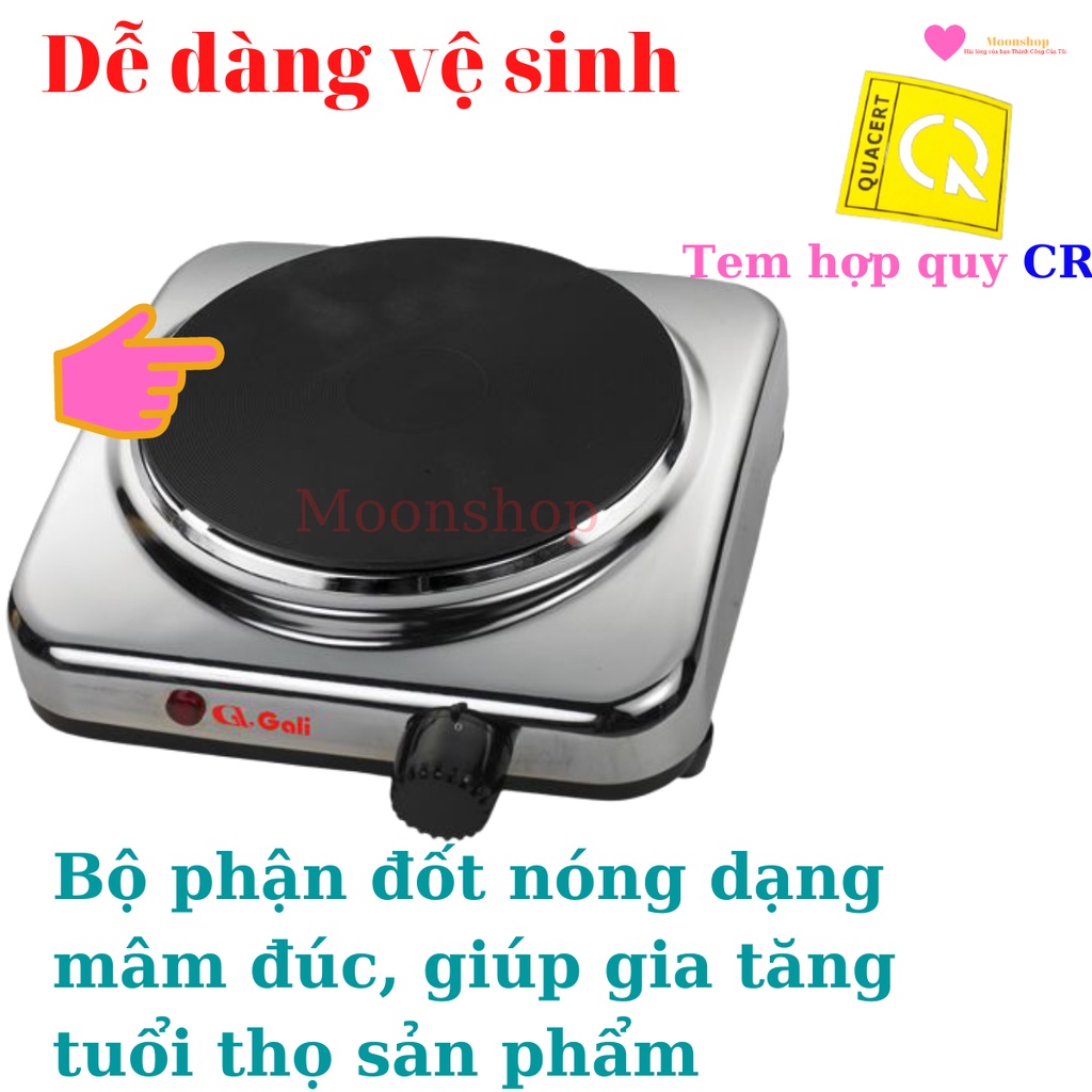 Bếp Điện, Bếp Không Kén Nồi, Hàng Chất Lượng, Nhập Khẩu Chính Hãng Gali, Thân Inox, 1450w