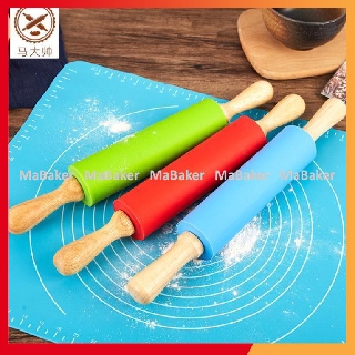 [Freeship] Cán lăn bột silicon tay gỗ cao cấp 31 -38cm - MaBaker