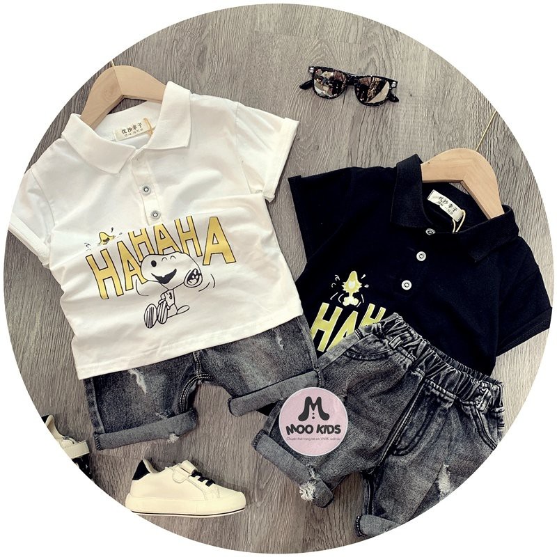 SET CỔ ĐỨC SNOOPY HAHAHA ĐEN/TRẮNG MIX NGỐ BÒ KHÓI