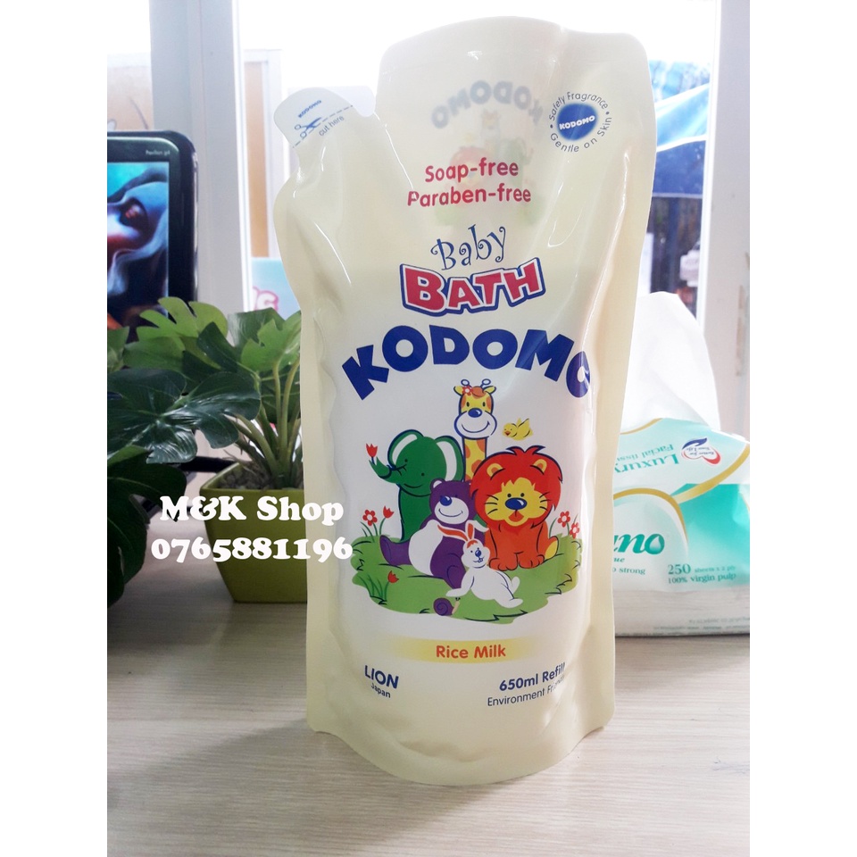 Sữa tắm sữa gạo Kodomo trẻ em túi 650ml