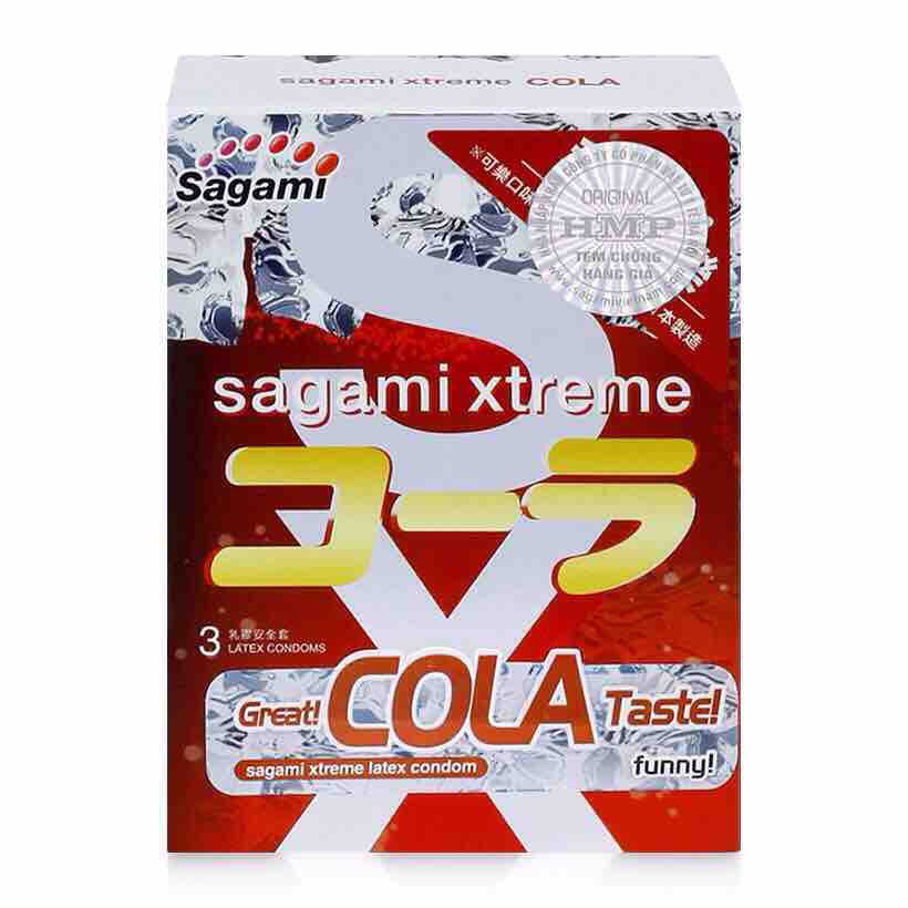 |Bao Cao Su Sagami Xtreme Cola Siêu Mỏng Hương Cô Ca Sáng Khoải  (Hộp 3 Cái )