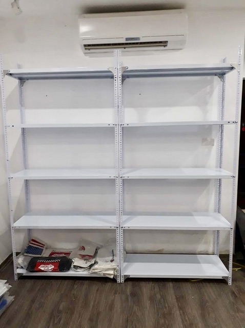 Kệ sắt v lỗ màu trắng, xám ghi Dài 120cm, Sâu 30cm gồm 2 tầng, 3 tầng, 4 tầng, 5 tầng cao 60,80,100,120,150cm đa năng