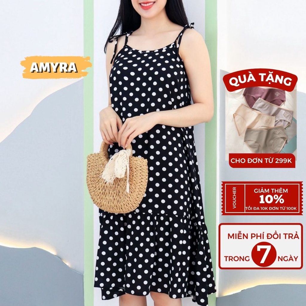 Đầm ngủ maxi trung niên 2 dây mặc nhà hè AMYRA - Váy 2 dây mặc nhà cho mẹ maxi form suông đuôi cá họa tiết bi beo V001