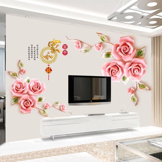 Tranh đối xứng Hoa hồng, Decal phong cảnh trang trí KT 175x115cm