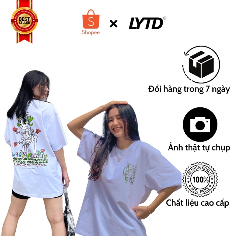 Áo Thun Unisex LYTD Fall In Love Oversize Trắng/Đen