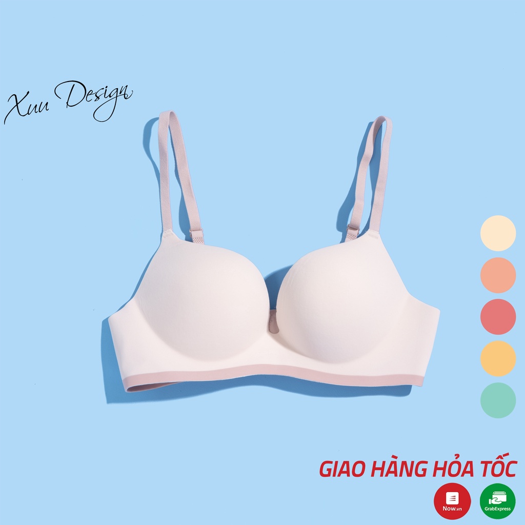 Áo ngực su đệm dày không gọng XUU, thiết kế viền màu đơn giản AV06
