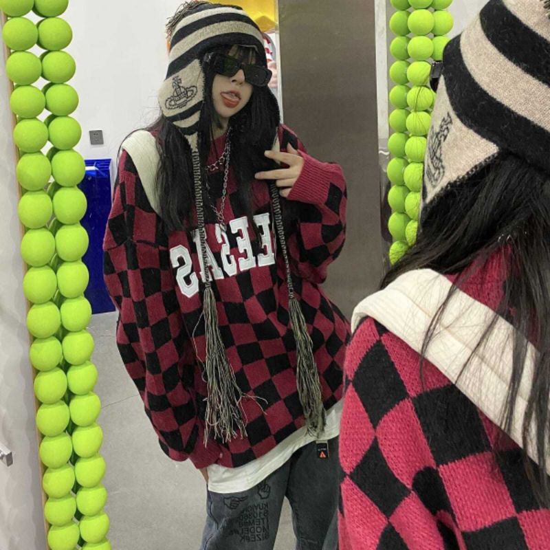 ÁO LEN CARO HOẠ TIẾT HÀNG UNISEX PHONG CÁCH HÀN QUỐC