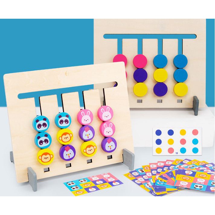 Đồ chơi gỗ tư duy, logic - Bộ tư duy logic Toán học - Chấm tròn - Động vật Montessori